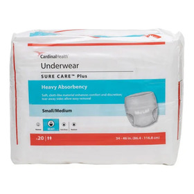 Cardinal Health, Underwear, Sure Care Plus, Small/Medium, 34" - 46"