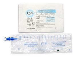 Cure Catheter Single, Closed System, Unisex, Straight Tip, 14 FR